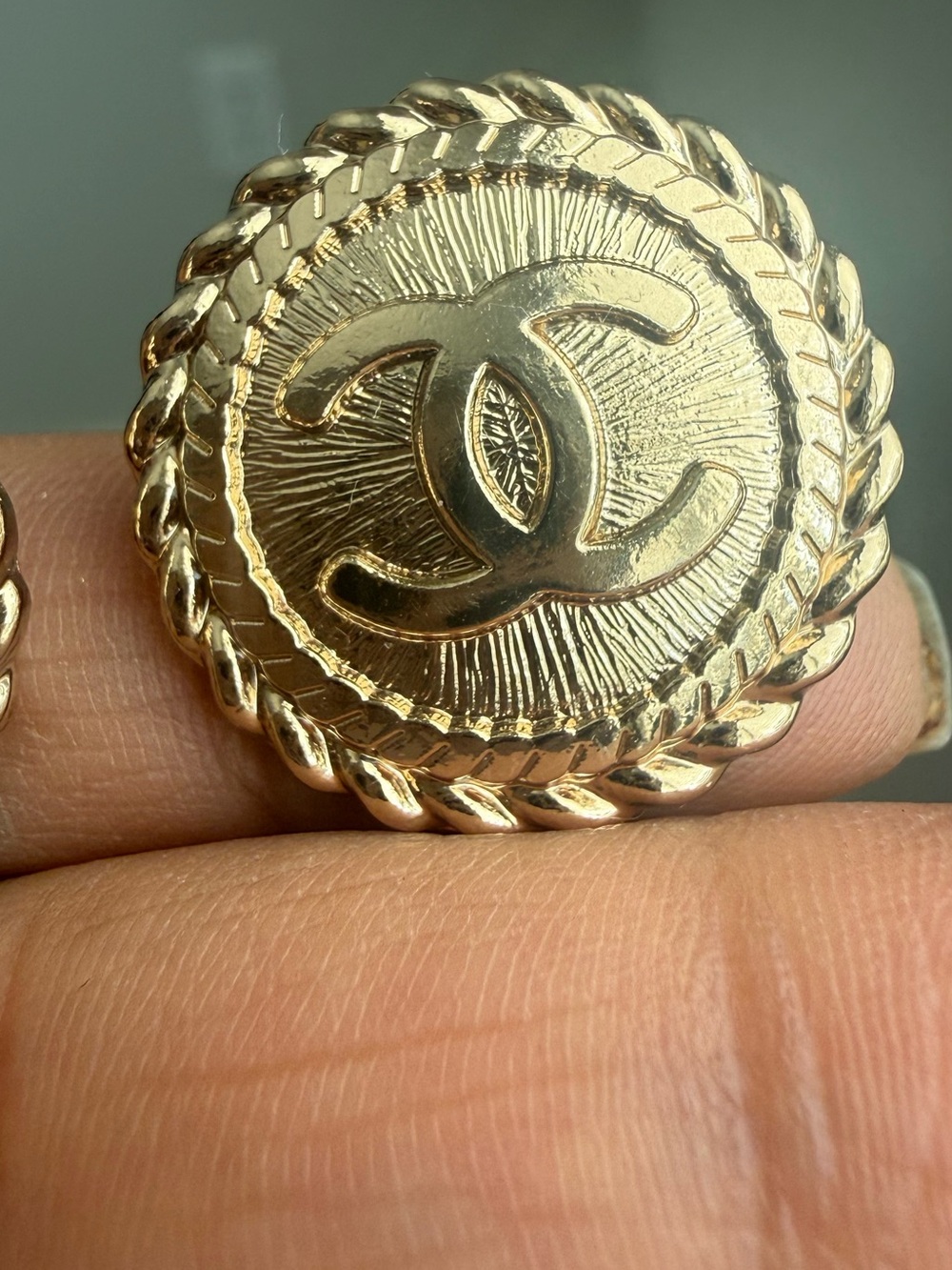 Vintage Gold CC Statement Repurposed Studs - Picture 5 of 7